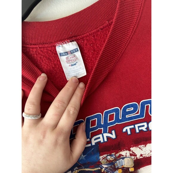 Vintage Y2K Choppers An American Tradition Motorcycle Sweatshirt Men Large L Red - Picture 5 of 6